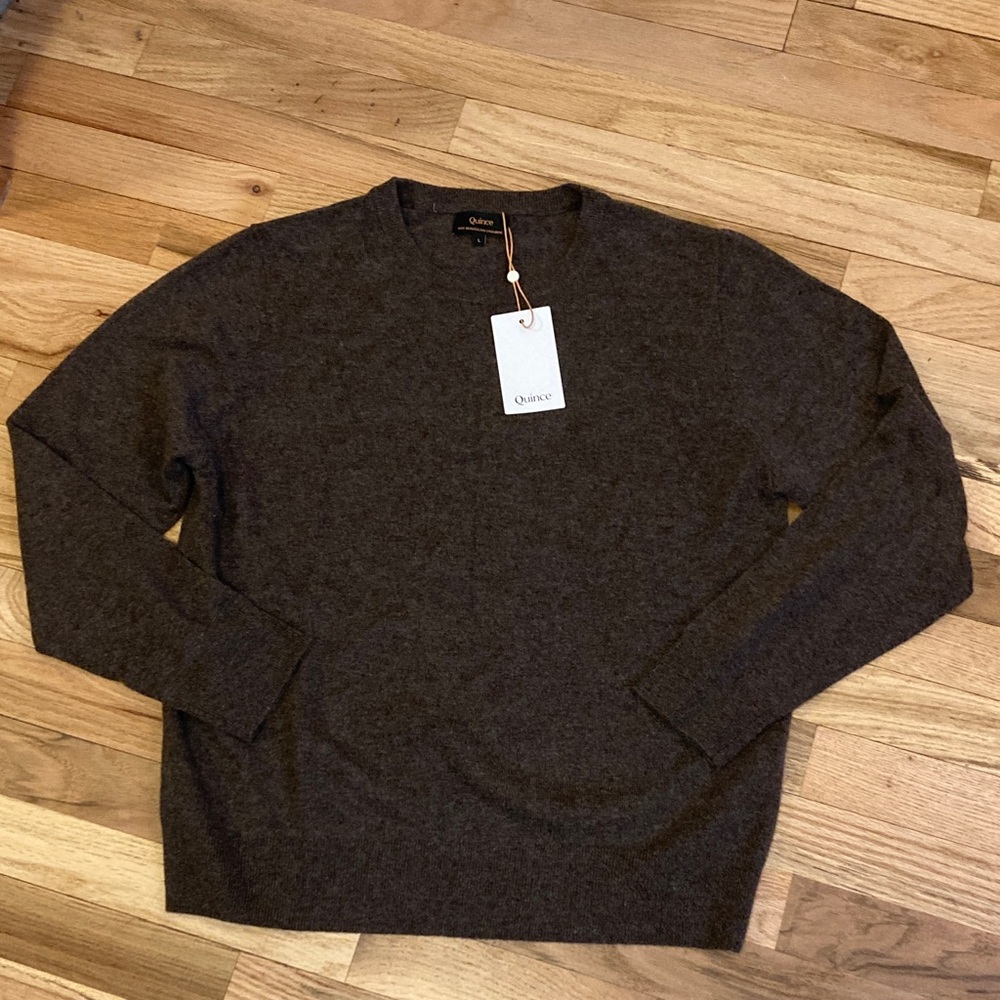 Quince Dark Brown Crewneck Sweater